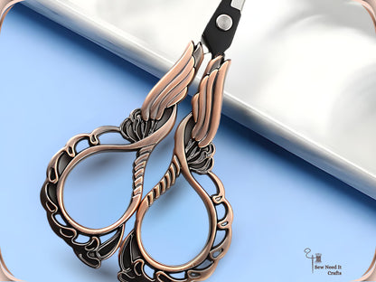 Elegant Metal Engraved Orchid Flower Retro Antique Vintage Sewing Scissors