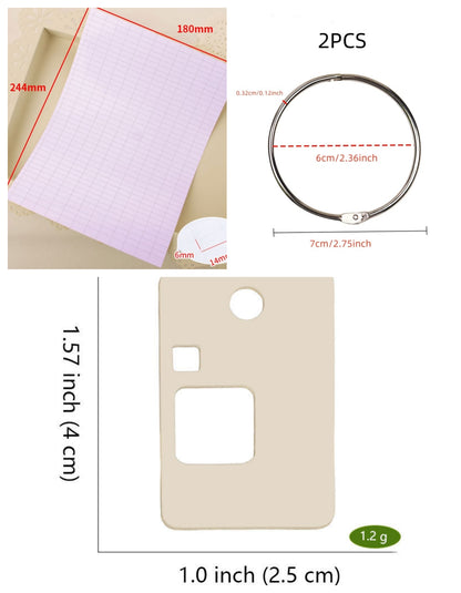 Style B rectangle wooden embroidery floss organizer boards, 50 piece set with 2 metal rings and blank labels