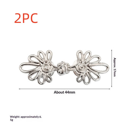 Silver spiral daisy waist cinch clips, two sets, 44 mm no-sew waistband tighteners