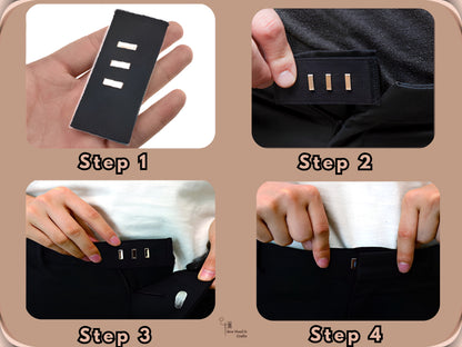 No Sew Pants Waist Extenders, Hook and Bar Waist ExtenderNo Sew Waist Extender Set — Hook and Bar & Pants Button Extender for Jeans, Dress Pants & Trousers