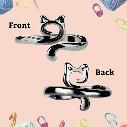 Cat Adjustable Yarn Tension Ring for Crochet & Knitting