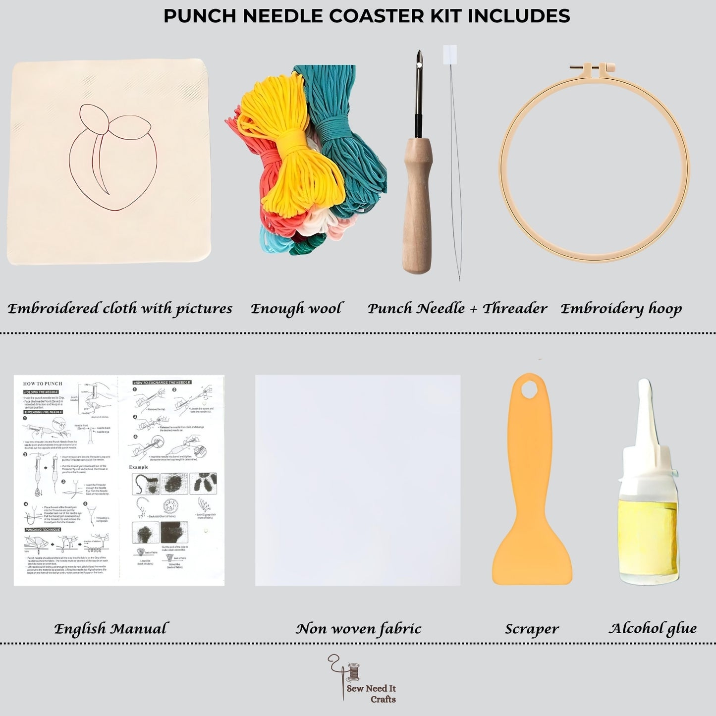 Punch Needle Fruit DIY Coaster Set 1