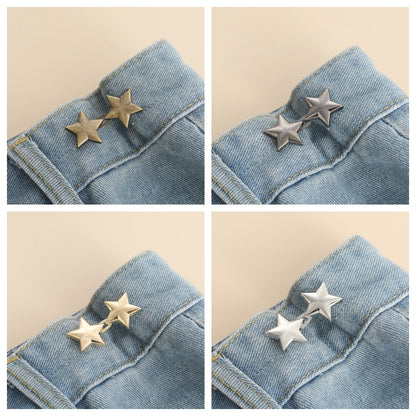 Four star shape waist adjuster sets in bronze, golden, gunmetal and silver