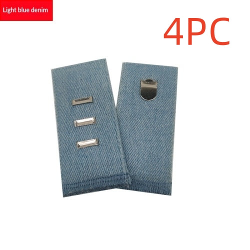 Light Blue hook and bar denim jeans waist extender, pack of 4