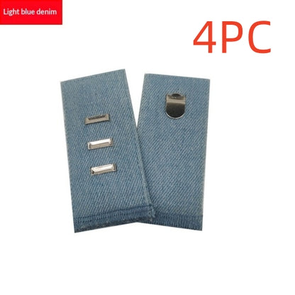 Light Blue hook and bar denim jeans waist extender, pack of 4