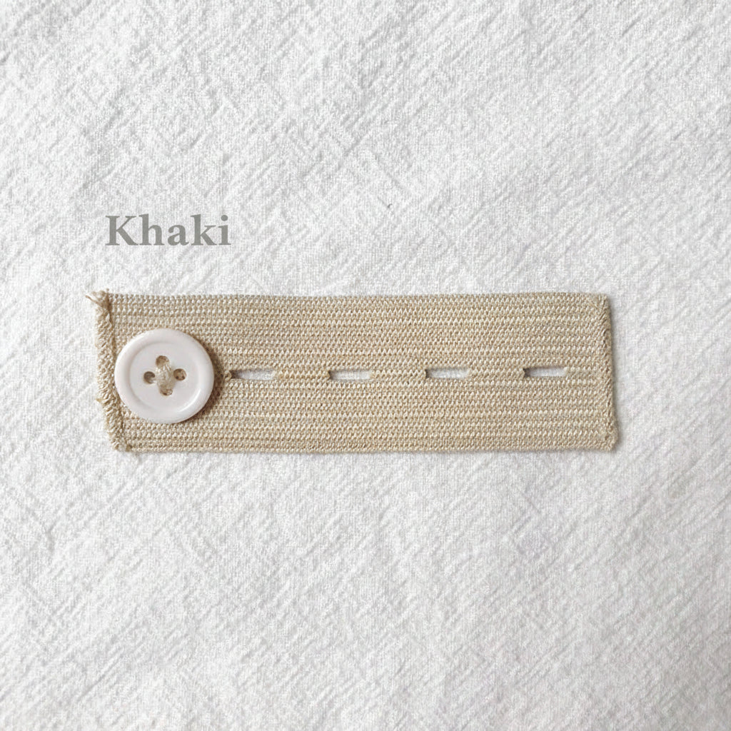Khaki 4-buttonhole elastic waist extender, single piece