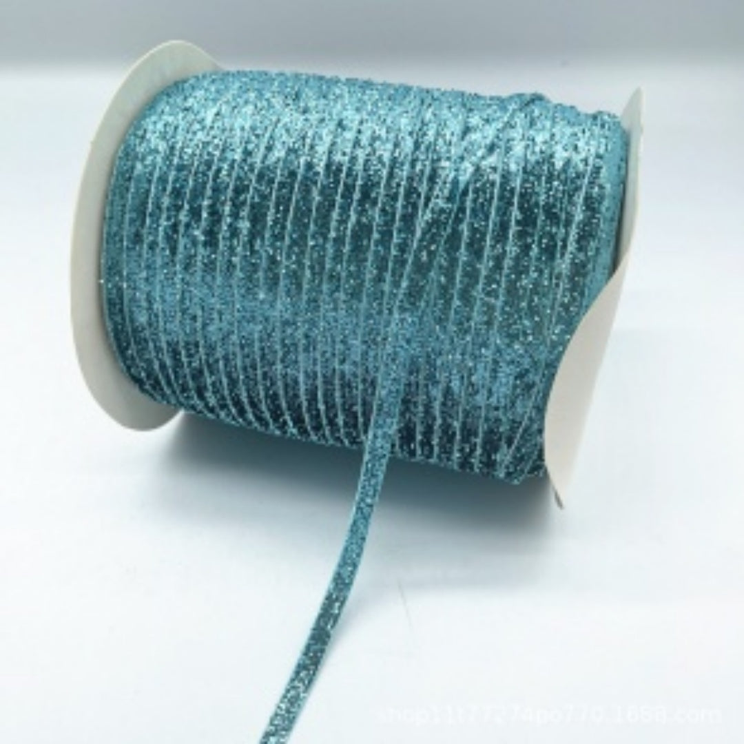 Glitter Velvet Ribbons 5 Yards / 4.5 Meters - 6 mm / 1/4" Single Sided Finished Edges