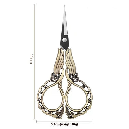Elegant Metal Engraved Orchid Flower Retro Antique Vintage Sewing Scissors