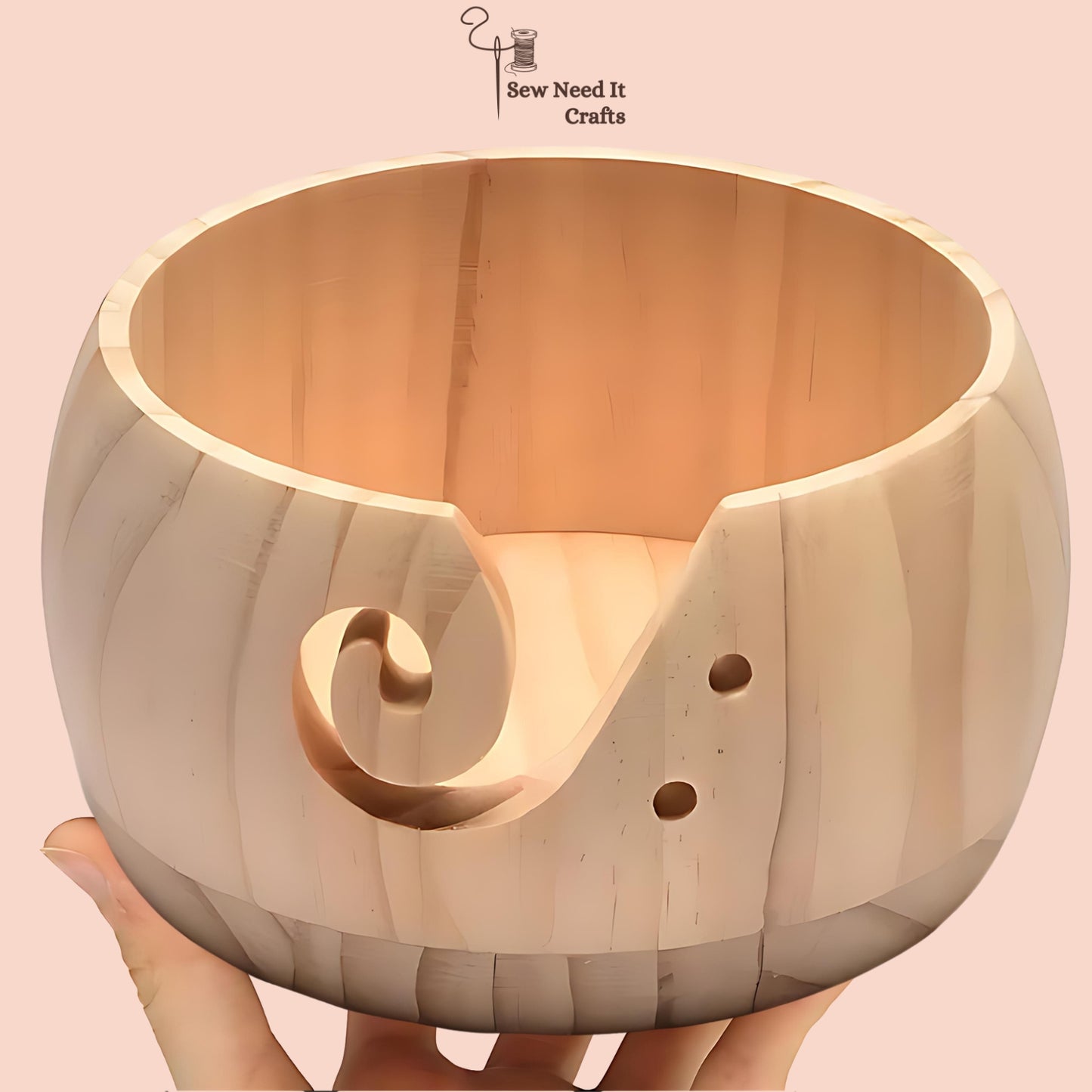 Juego de tazón de hilo de madera natural 1