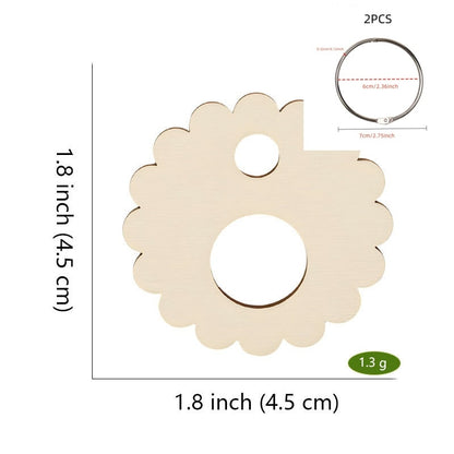 Style I scalloped daisy wooden embroidery floss organizer boards, 50 piece set with 2 metal rings