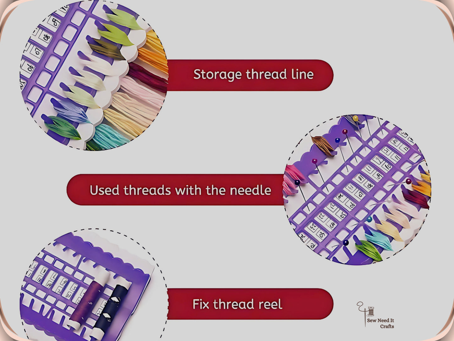 Embroidery Thread Organizer 30/50 Slots with Replaceable Number Cards, Built-In Needle Holder