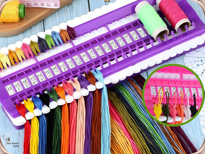 Embroidery Thread Organizer 30/50 Slots with Replaceable Number Cards, Built-In Needle Holder