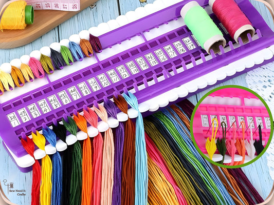 Embroidery Thread Organizer 30/50 Slots with Replaceable Number Cards, Built-In Needle Holder