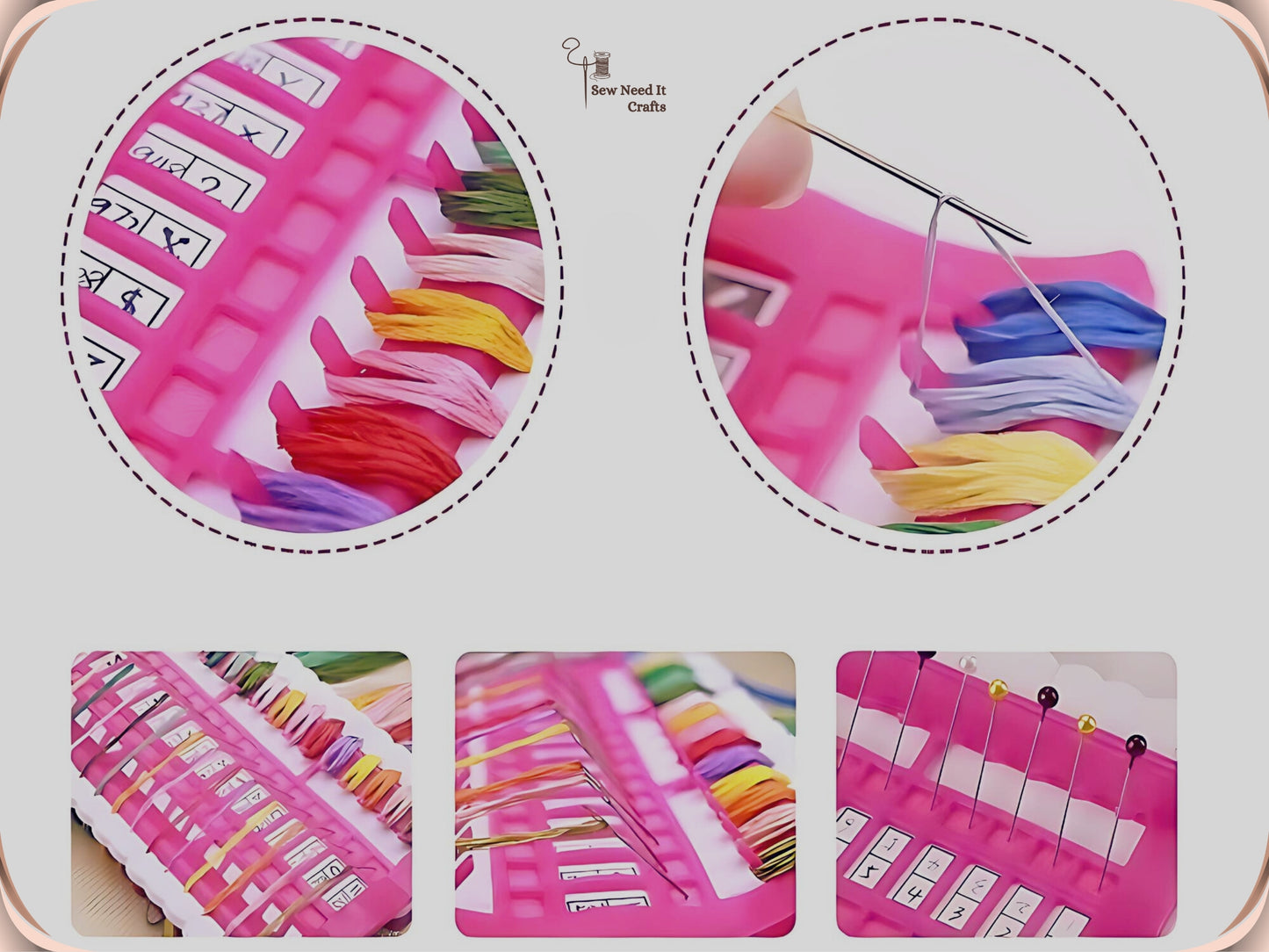 Embroidery Thread Organizer 30/50 Slots with Replaceable Number Cards, Built-In Needle Holder