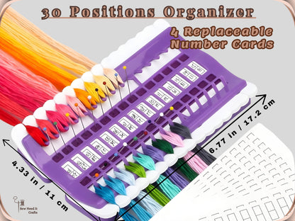 Embroidery Thread Organizer 30/50 Slots with Replaceable Number Cards, Built-In Needle Holder