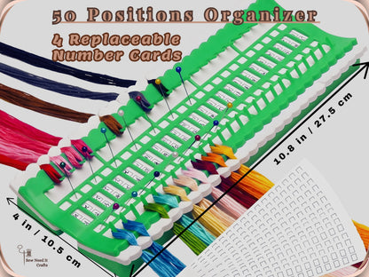Embroidery Thread Organizer 30/50 Slots with Replaceable Number Cards, Built-In Needle Holder