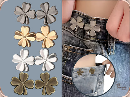 No Sew Waist Adjusters for Pants, Jeans Waist Tightener Four Leaf Clover Clip