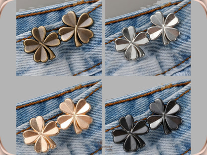No Sew Waist Adjusters for Pants, Jeans Waist Tightener Four Leaf Clover Clip