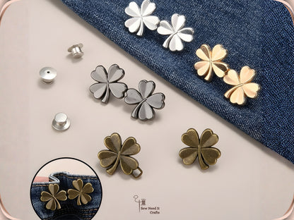 No Sew Waist Adjusters for Pants, Jeans Waist Tightener Four Leaf Clover Clip