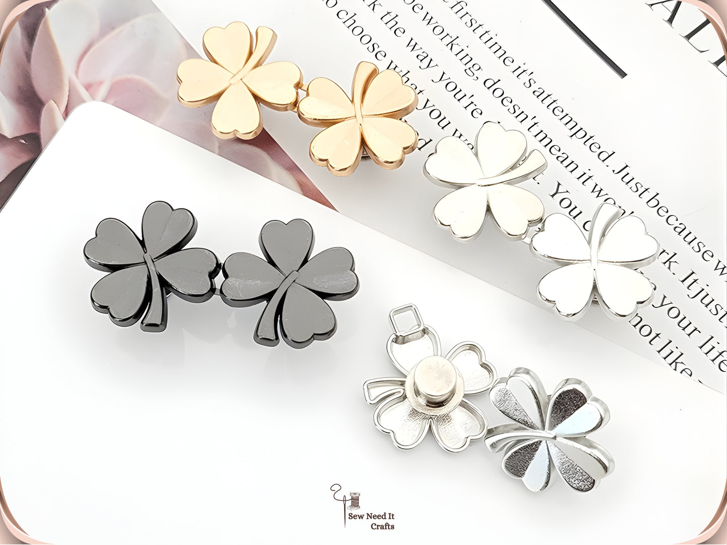 No Sew Waist Adjusters for Pants, Jeans Waist Tightener Four Leaf Clover Clip