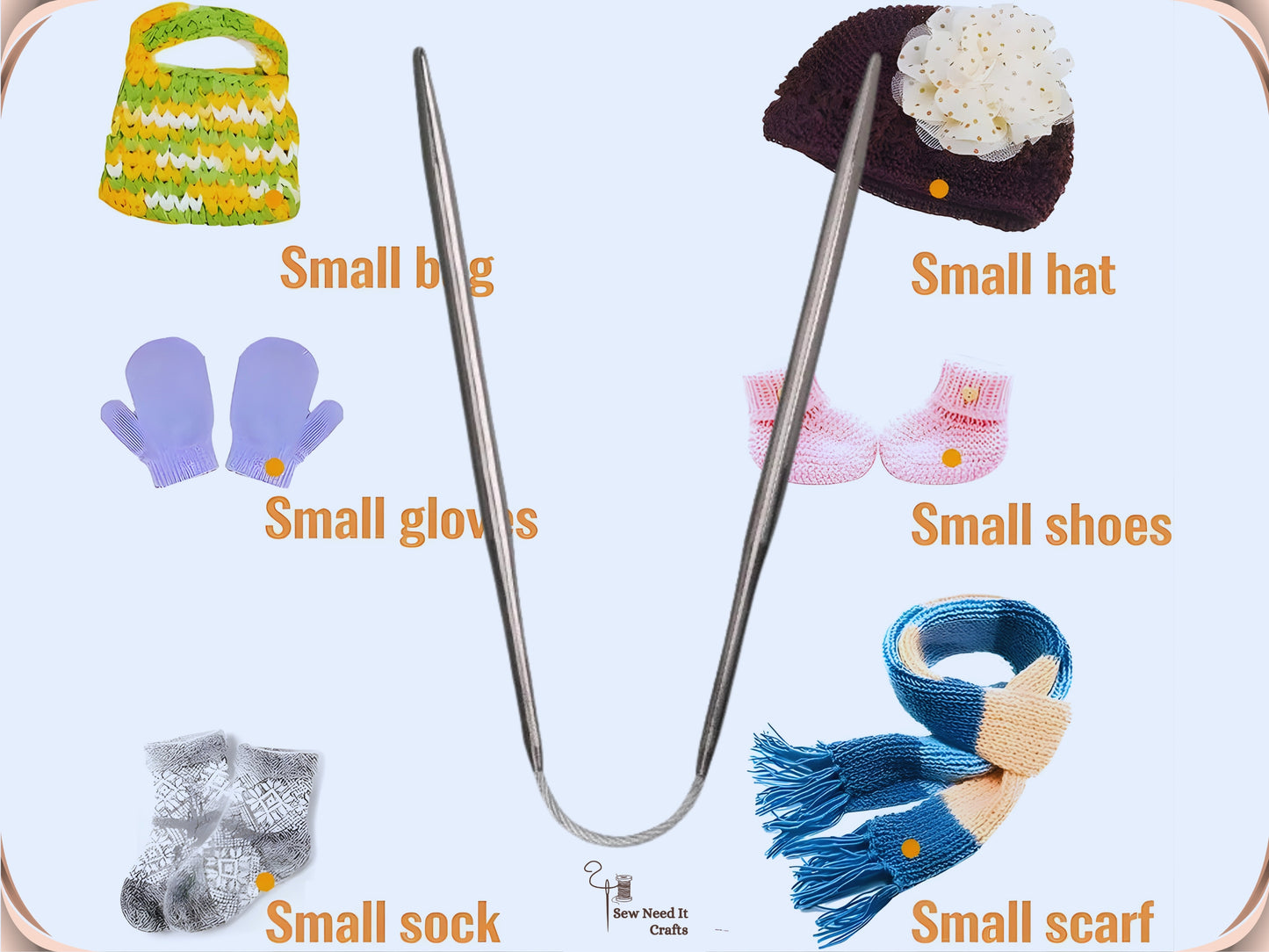 3 pcs Sock Knitting Needles 9 Inch / 23 cm Circular Knitting Needles, Baby Clothes Knitting Needles