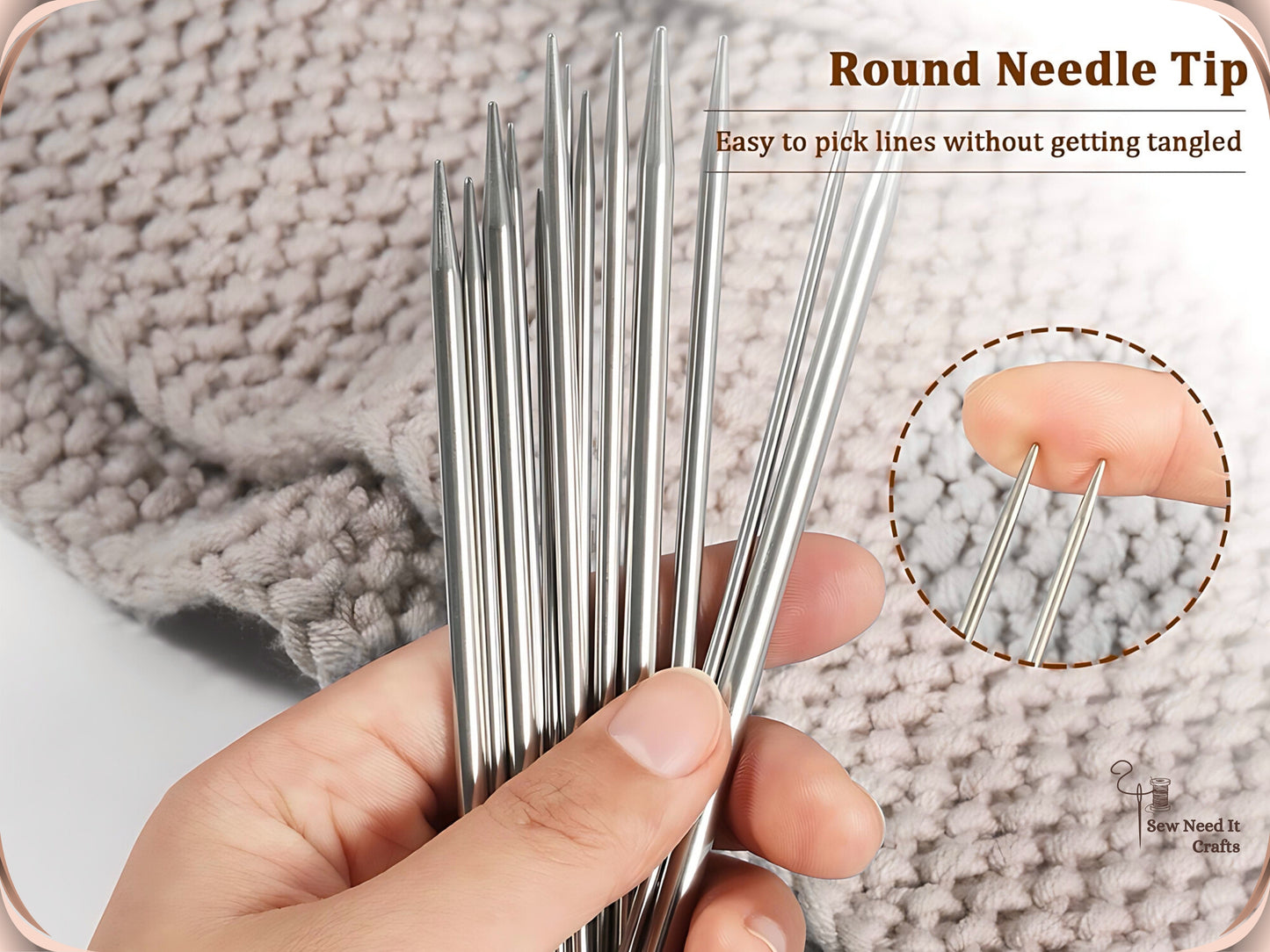 5 Pcs Short Knitting Needles Set 15 cm 5.9 inch