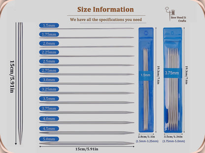 5 Pcs Short Knitting Needles Set 15 cm 5.9 inch