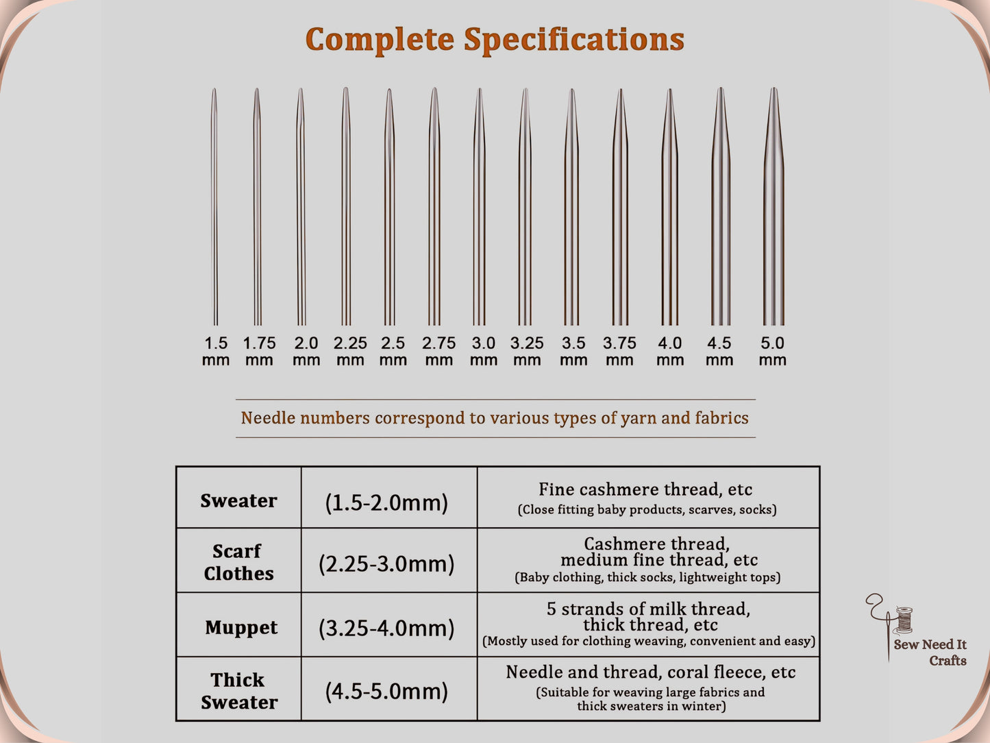 5 Pcs Short Knitting Needles Set 15 cm 5.9 inch