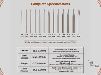 5 Pcs Short Knitting Needles Set 15 cm 5.9 inch