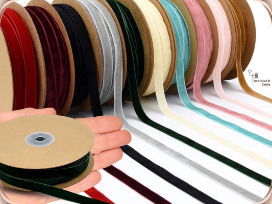 10 Meter 10mm Velvet Ribbons (10.9 Yard, 1cm/0.4"), Single Faced Finished Edge