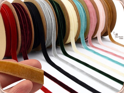 10 Meter 10mm Velvet Ribbons (10.9 Yard, 1cm/0.4"), Single Faced Finished Edge