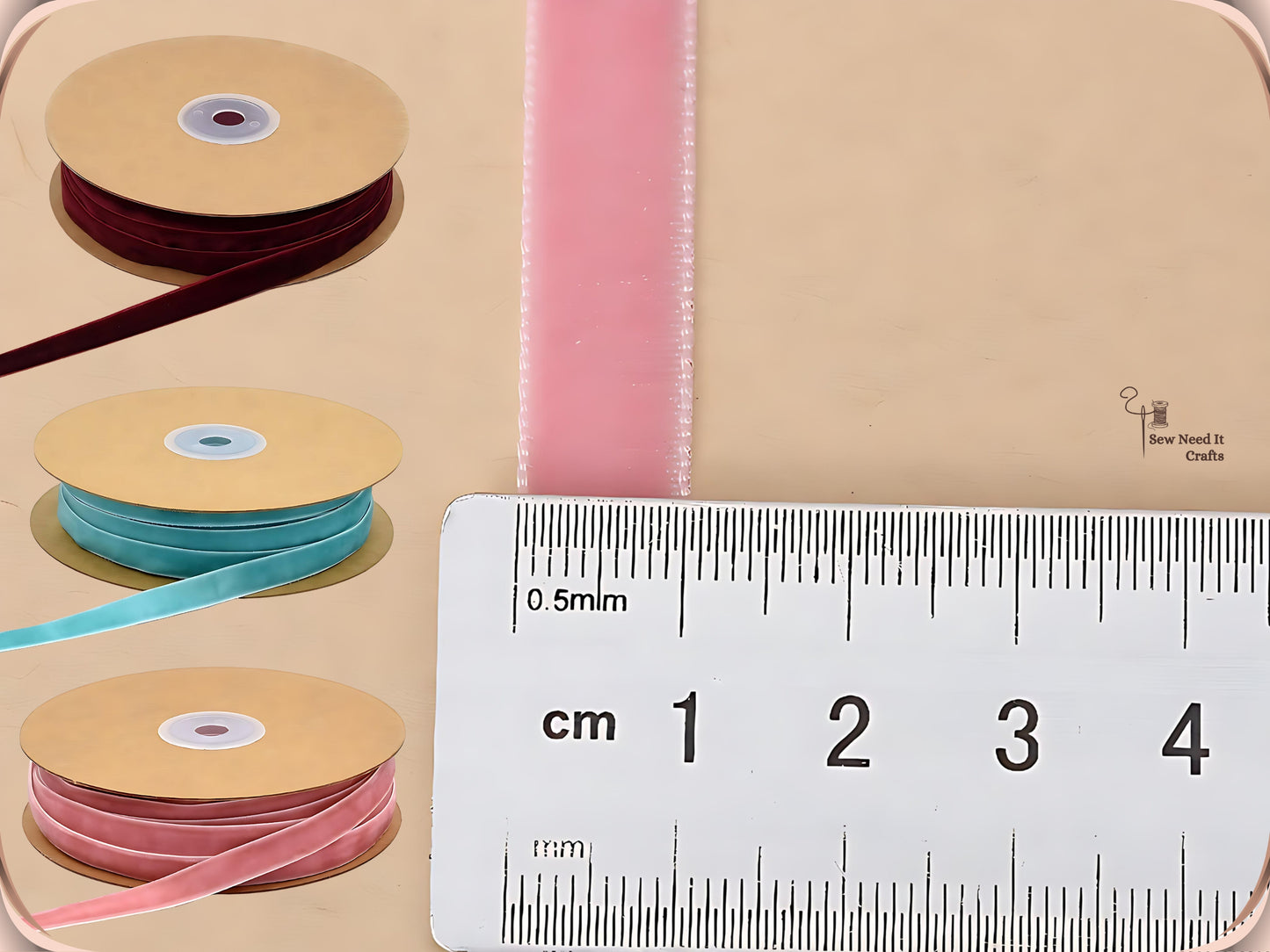 10 Meter 10mm Velvet Ribbons (10.9 Yard, 1cm/0.4"), Single Faced Finished Edge