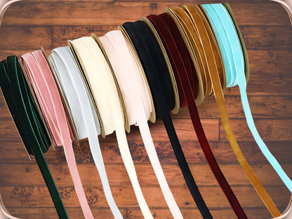 10 Meter 10mm Velvet Ribbons (10.9 Yard, 1cm/0.4"), Single Faced Finished Edge