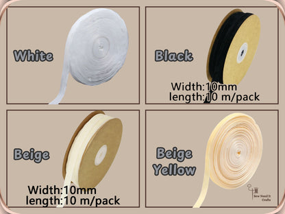 10 Meter 10mm Velvet Ribbons (10.9 Yard, 1cm/0.4"), Single Faced Finished Edge
