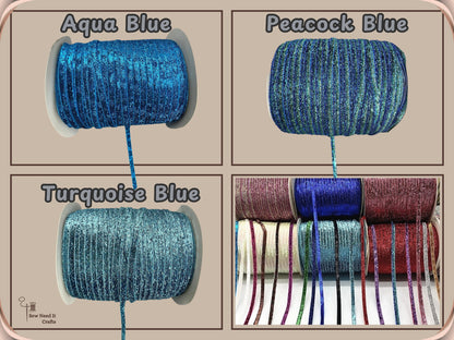 Glitter Velvet Ribbons 5 Yards / 4.5 Meters - 6 mm / 1/4" Single Sided Finished Edges