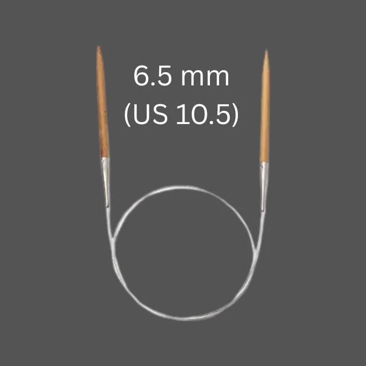 6.5 mm (US 10.5) bamboo circular knitting needle with 80 cm cable