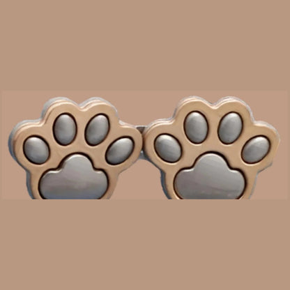 Matte silver paw print waist adjuster set, matte silver paw pads in a gold rim
