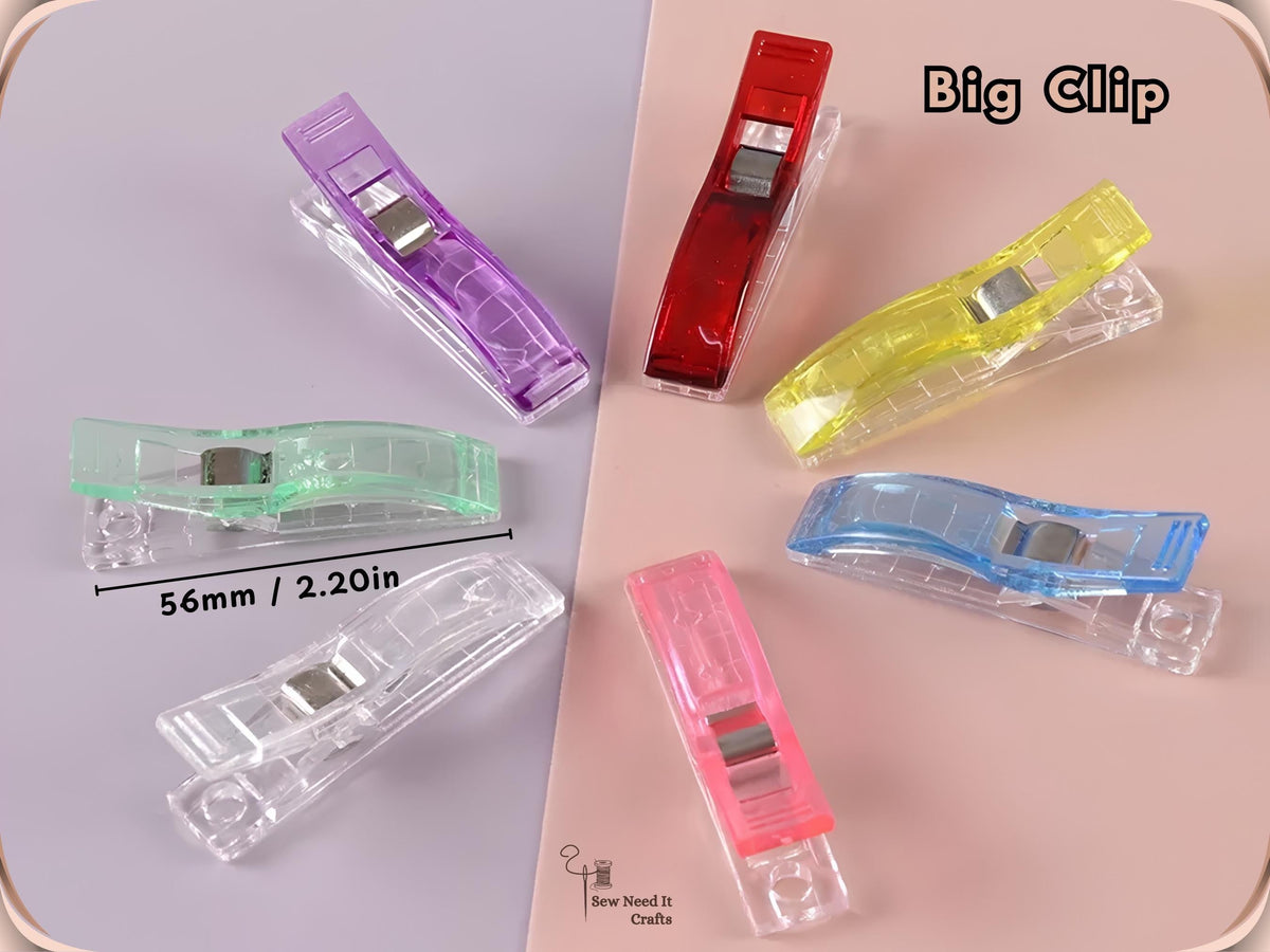 Big clip sewing clips, 56 mm, shown in assorted colours
