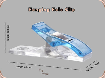 Hanging hole sewing clip, 38 mm long, 11 mm wide, 15 mm high