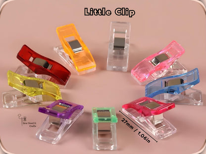 Little clip sewing clips, 27 mm, shown in assorted colours