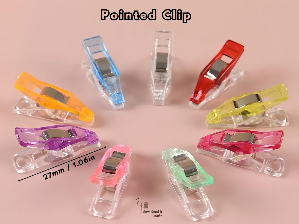 Pointed clip sewing clips, 27 mm, shown in assorted colours