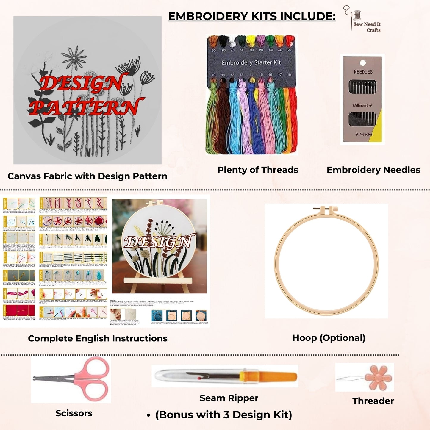 Floral DIY Embroidery Kit Set 2