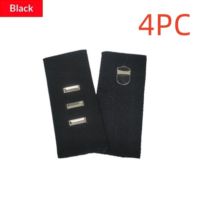 Black hook and bar cotton waist extender, pack of 4