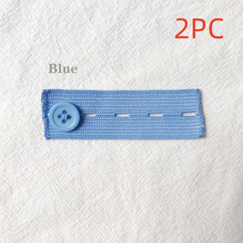 Blue 4-buttonhole elastic waist extender, pack of 2