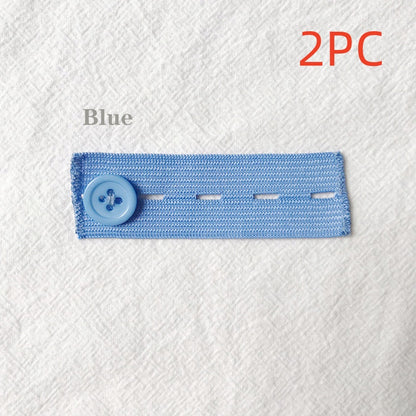 Blue 4-buttonhole elastic waist extender, pack of 2
