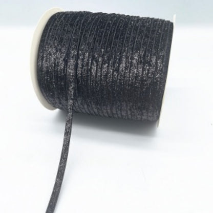 Glitter Velvet Ribbons 5 Yards / 4.5 Meters - 6 mm / 1/4" Single Sided Finished Edges