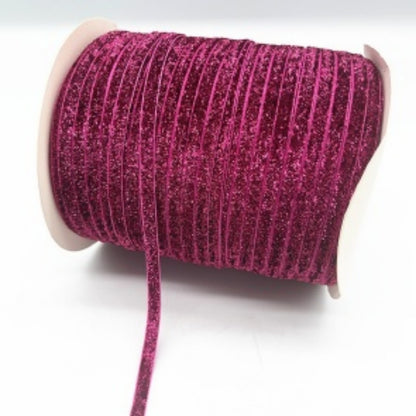 Glitter Velvet Ribbons 5 Yards / 4.5 Meters - 6 mm / 1/4" Single Sided Finished Edges