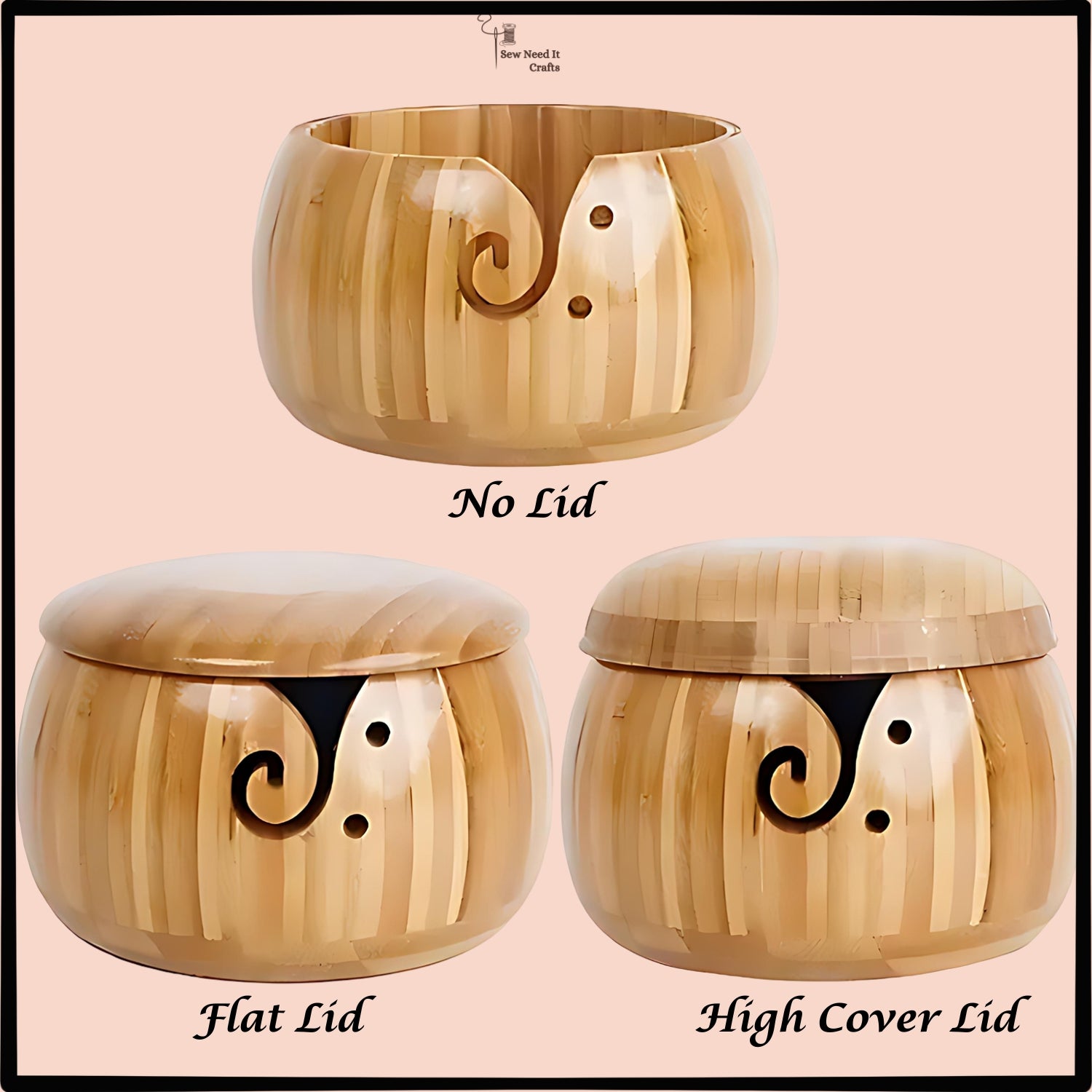 Yarn Bowl Authentic Natural Bamboo Wood
