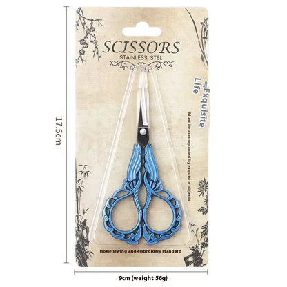 Elegant Metal Engraved Orchid Flower Retro Antique Vintage Sewing Scissors
