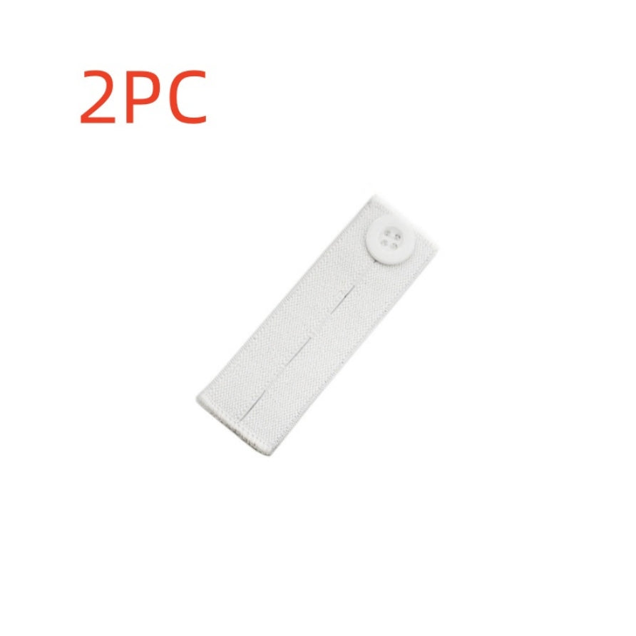 White 3-buttonhole elastic waist extender, pack of 2